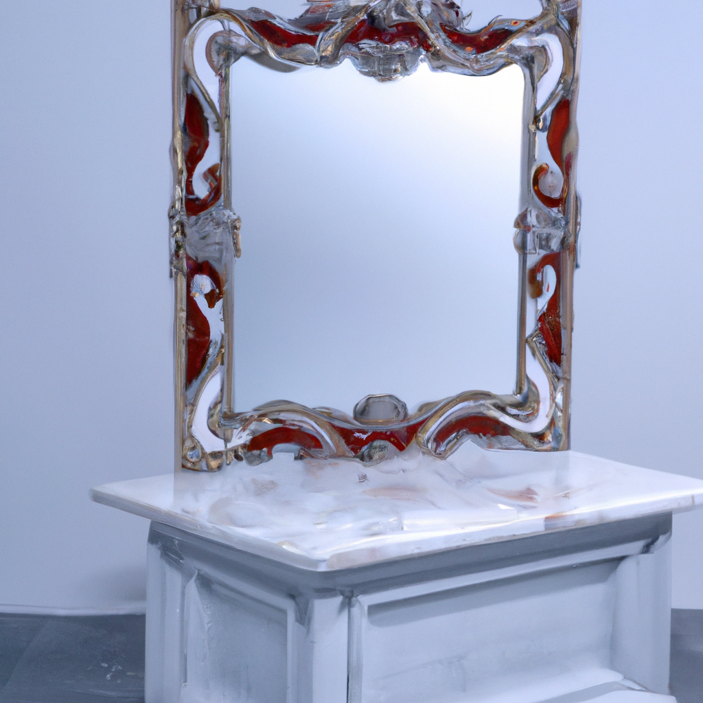 Miroir sur pied baroque blanc