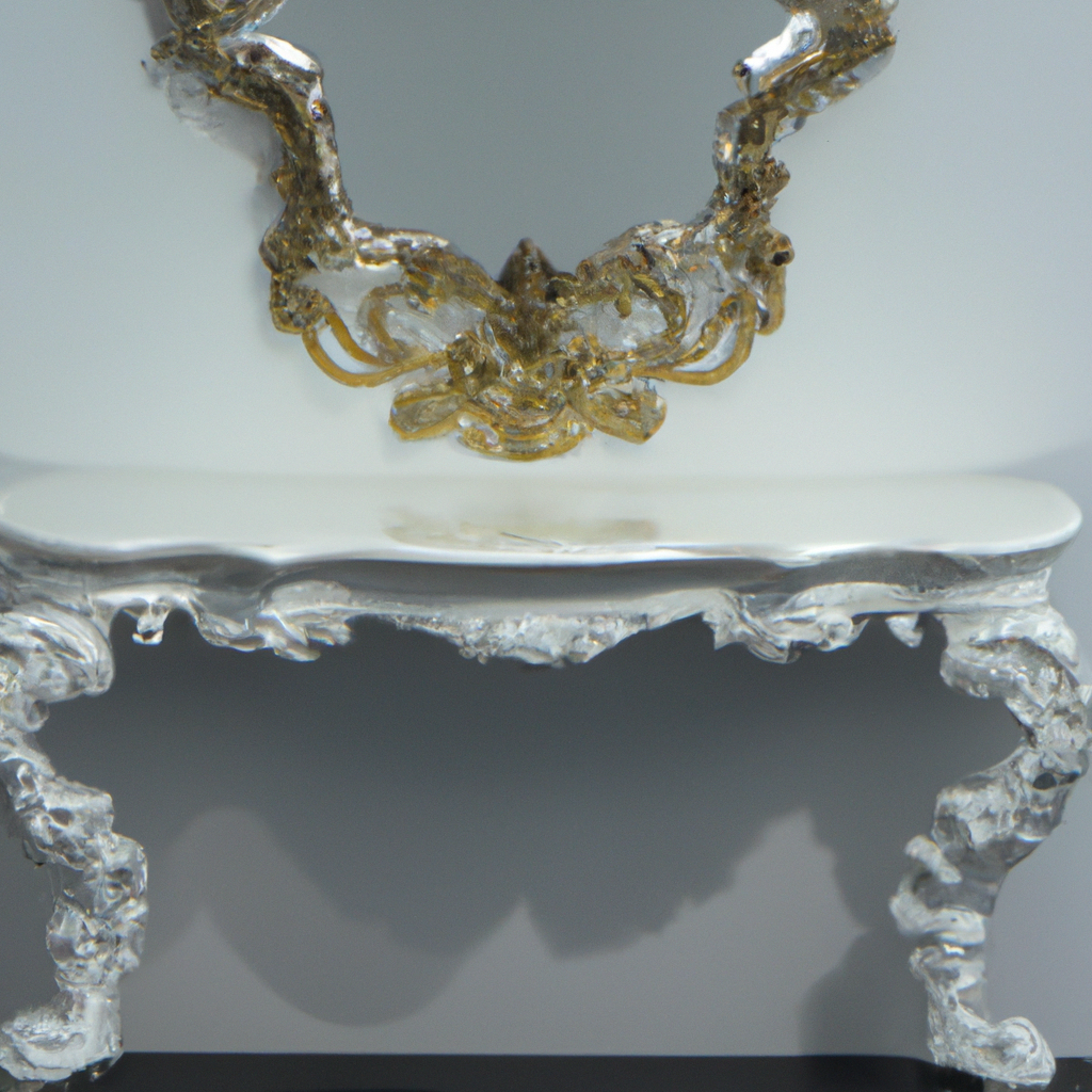 Miroir sur pied baroque blanc