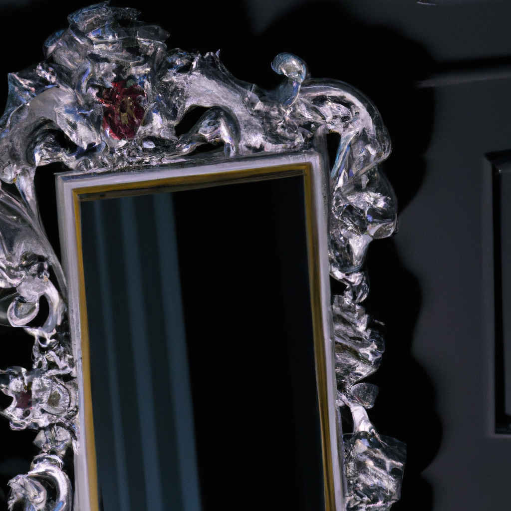 Miroir sur pied baroque noir