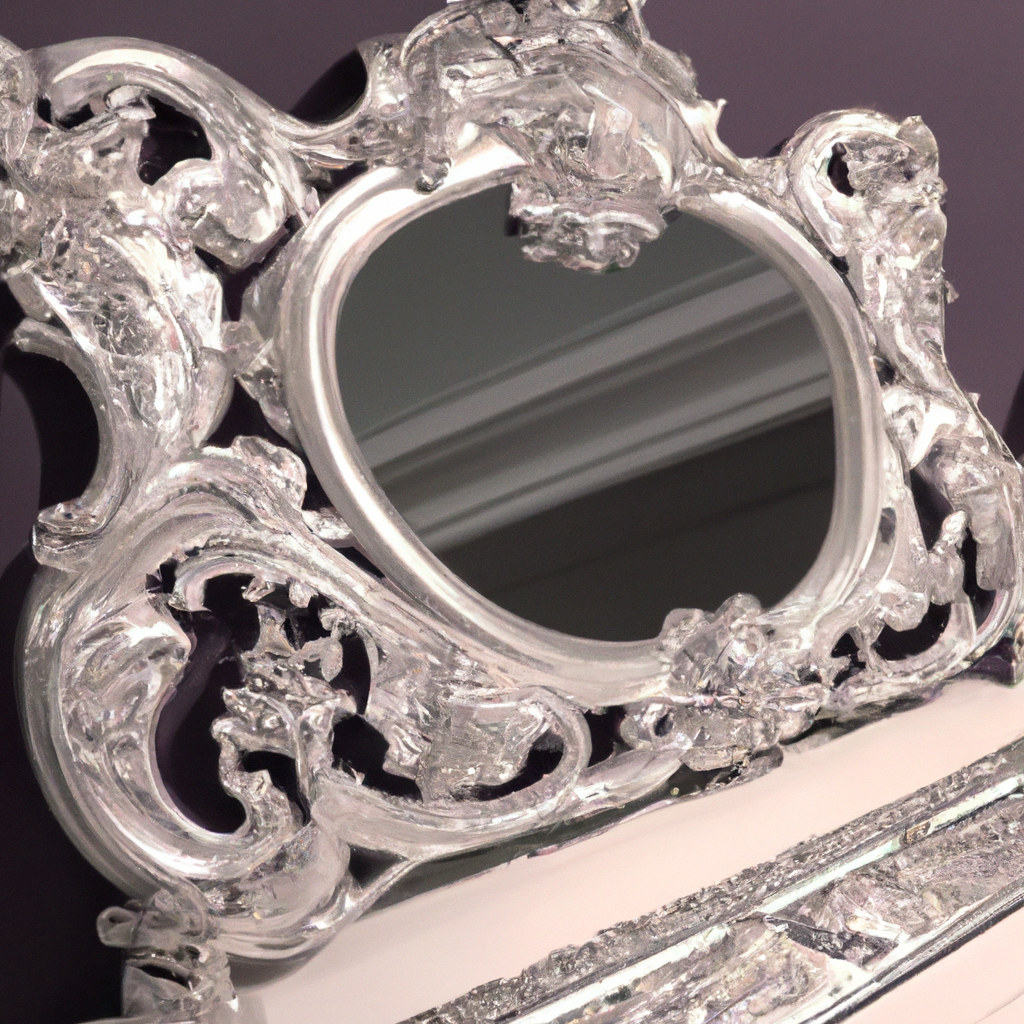 Miroir baroque argenté plus commode